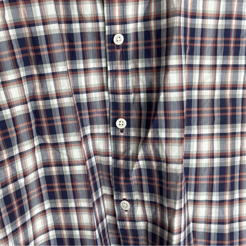 Theory Zack PS A Plaid Blue Button Front Short Sleeve Shirt XL Mens - Picture 7 of 11